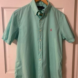 Polo by Ralph Lauren, short sleeve button down, mint green Medium.  Like new